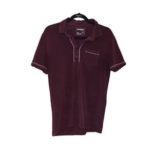 EXPRESS Stretch Moisture Wicking Maroon Short Sleeve Collared Shirt Size M